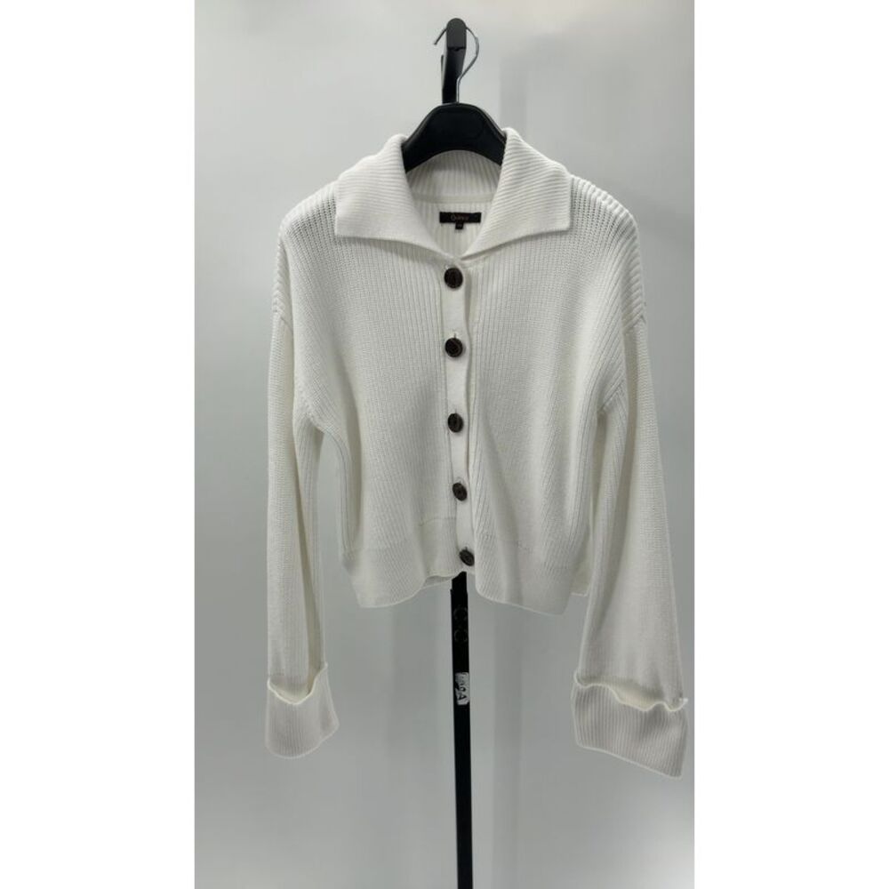 Quince Womens 100% Organic Cotton Fisherman Collared Cardigan Ivory XS